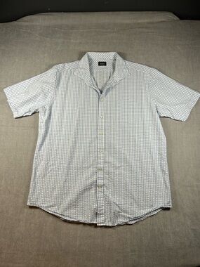 Neiman Marcus Light Blue & White Check Short-Sleeve Button-Down Shirt